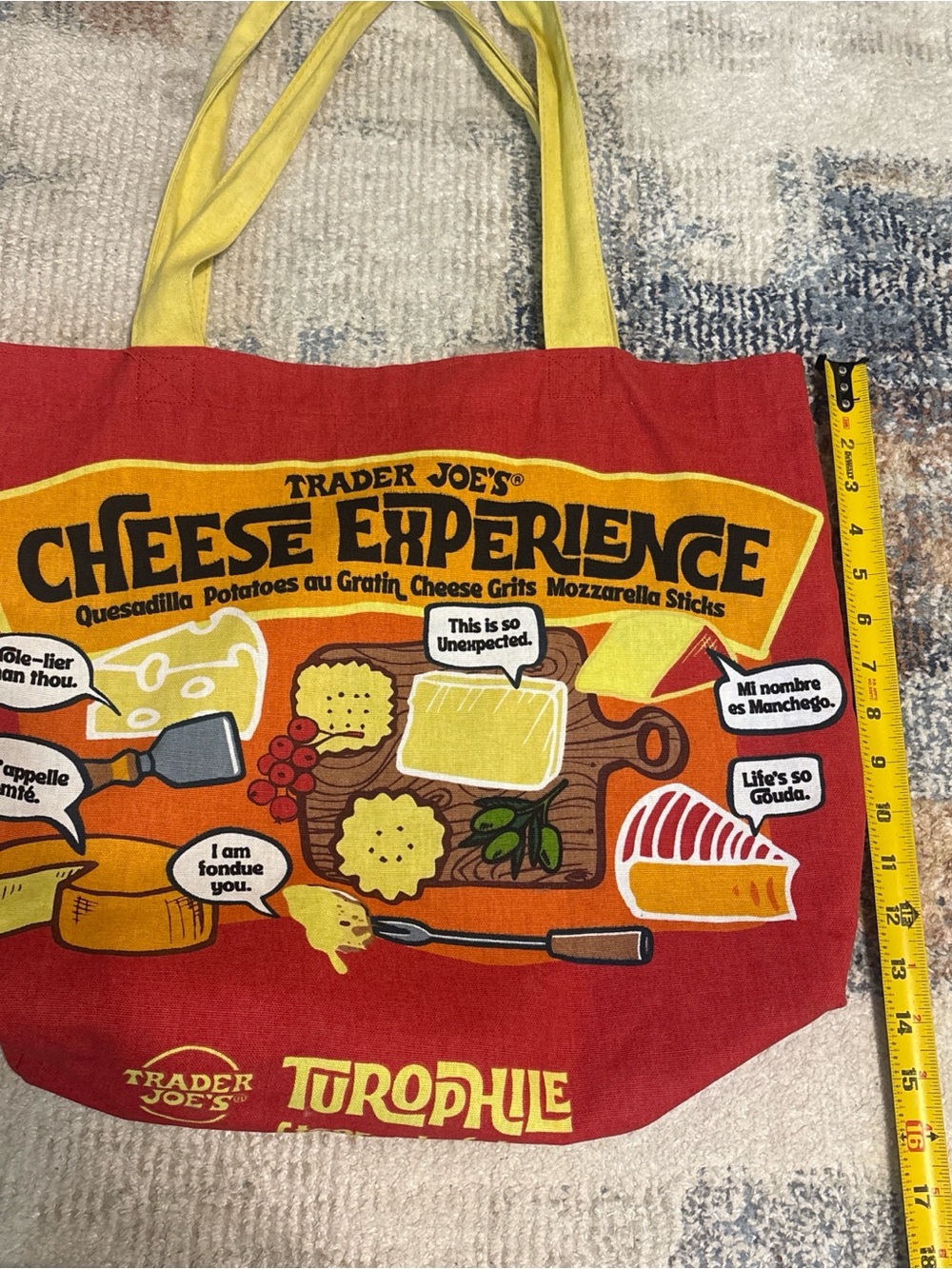 Trader Joe's Cheese Experience Tote Bag - Red & Yellow